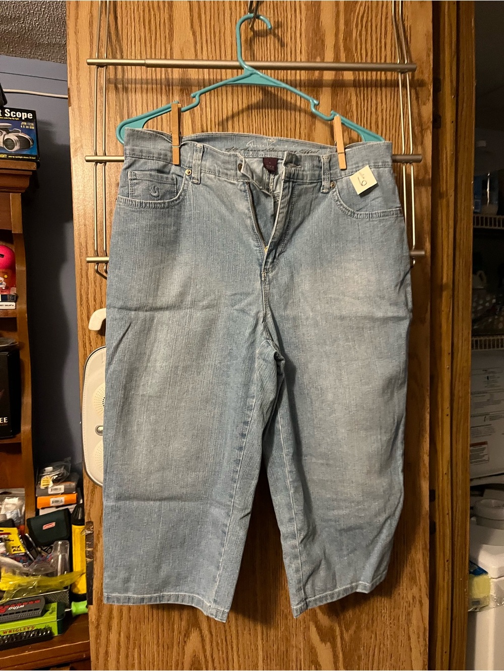 Gloria Vanderbilt Washed Denim Capri Pants - Light Blue